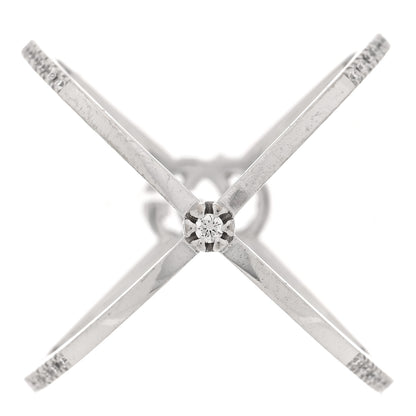Gucci 18K White Gold Diamond Running G Cross Ring 52 6 3 of 4