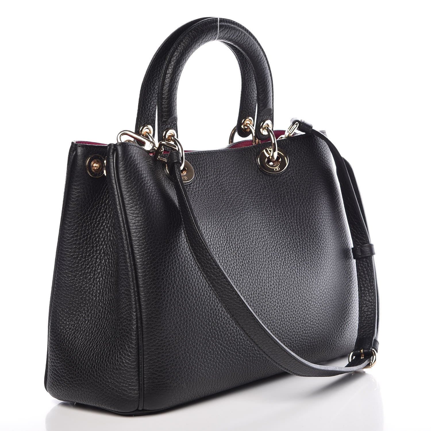 Christian Dior Bullcalf Medium Diorissimo Tote Black Rose Indien 5 of 13