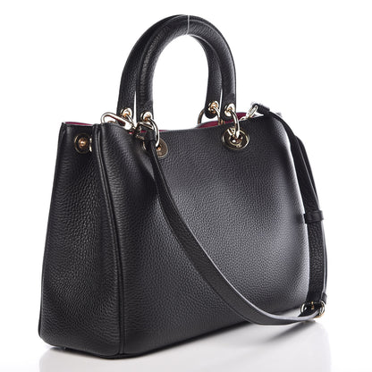 Christian Dior Bullcalf Medium Diorissimo Tote Black Rose Indien 5 of 13