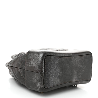 Chanel Metallic Grained Goatskin Chevron Quilted Gabrielle Backpack Dark Silver Gold 4 of 10