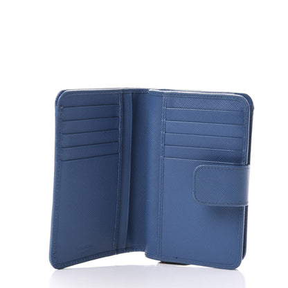 Prada Saffiano Compact Triangle Wallet Cobalto 5 of 8
