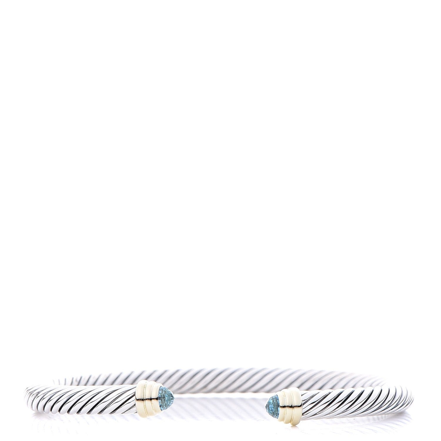 David Yurman Sterling Silver 14K Yellow Gold Blue Topaz 5mm Cable Classics Petite Color Bracelet 1 of 1