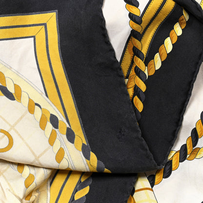 Hermes Silk Grande Tenue Scarf Wash 90 Black Cream Gold 5 of 6