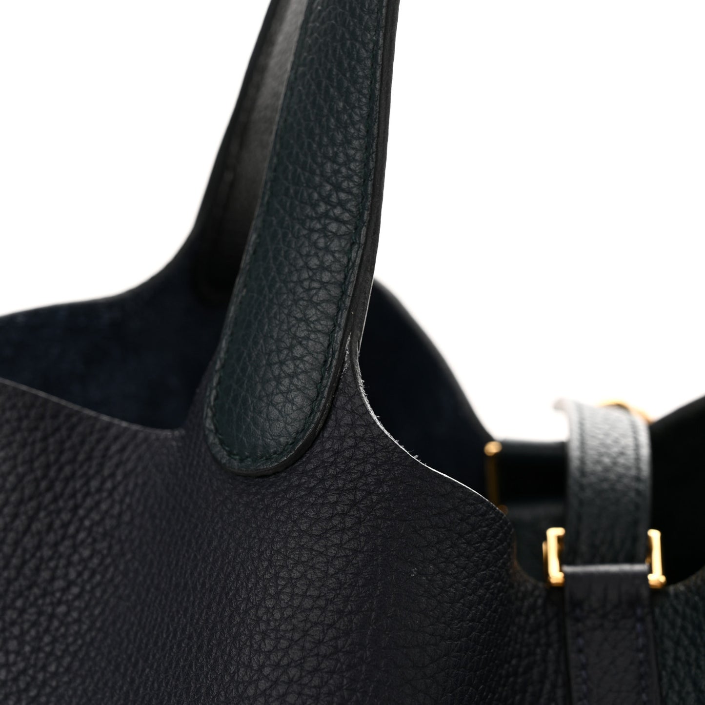 Taurillon Clemence Casaque Picotin Lock 22 MM Vert Cypres Bleu Nuit Black