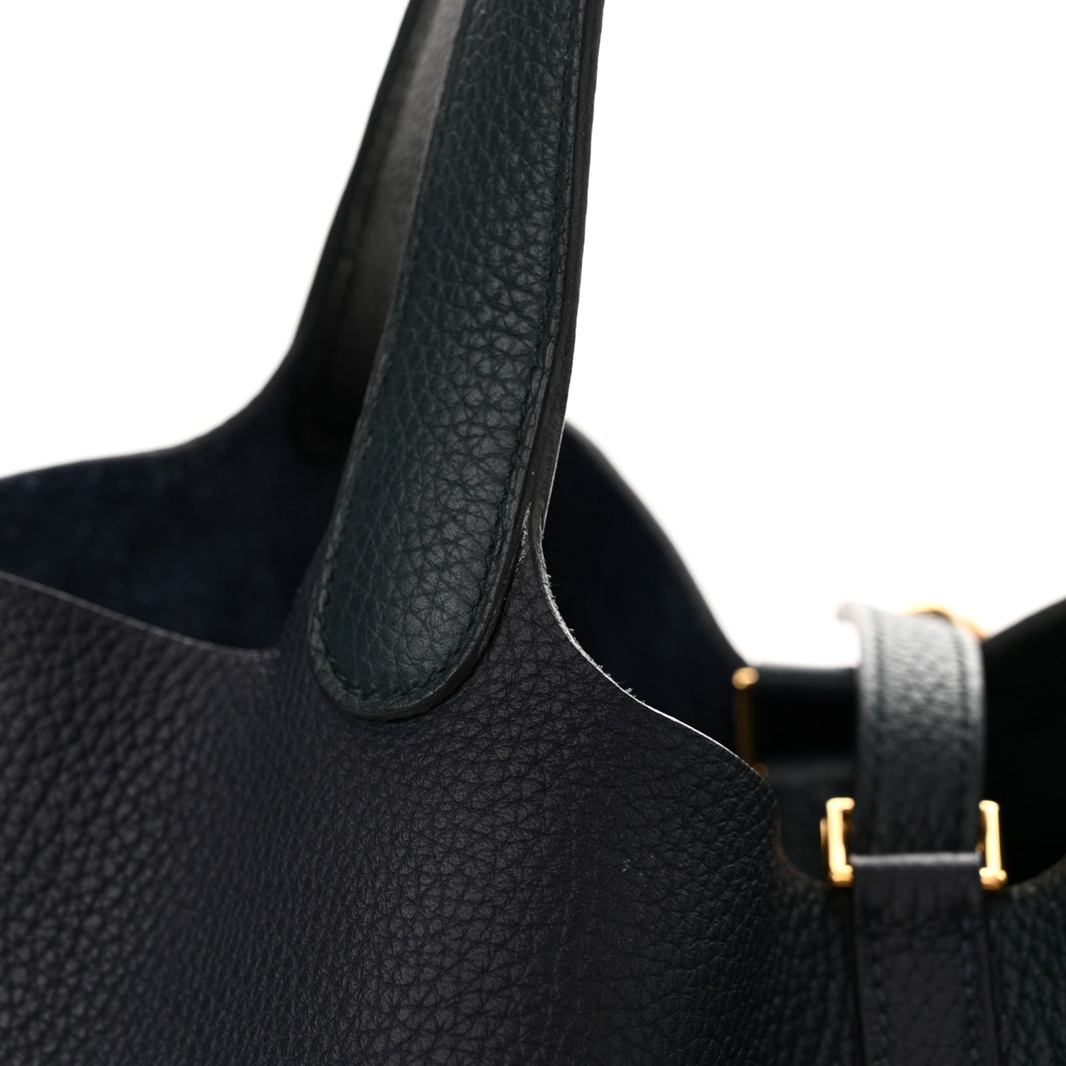 Hermes Taurillon Clemence Casaque Picotin Lock 22 MM Vert Cypres Bleu Nuit Black 12 of 13