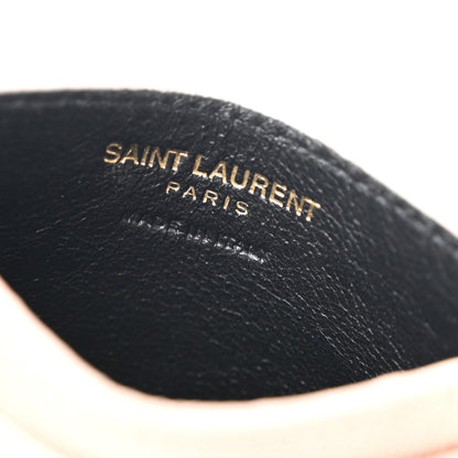 Saint Laurent Grain De Poudre Matelasse Chevron Monogram Credit Card Case Pale Pink 6 of 8