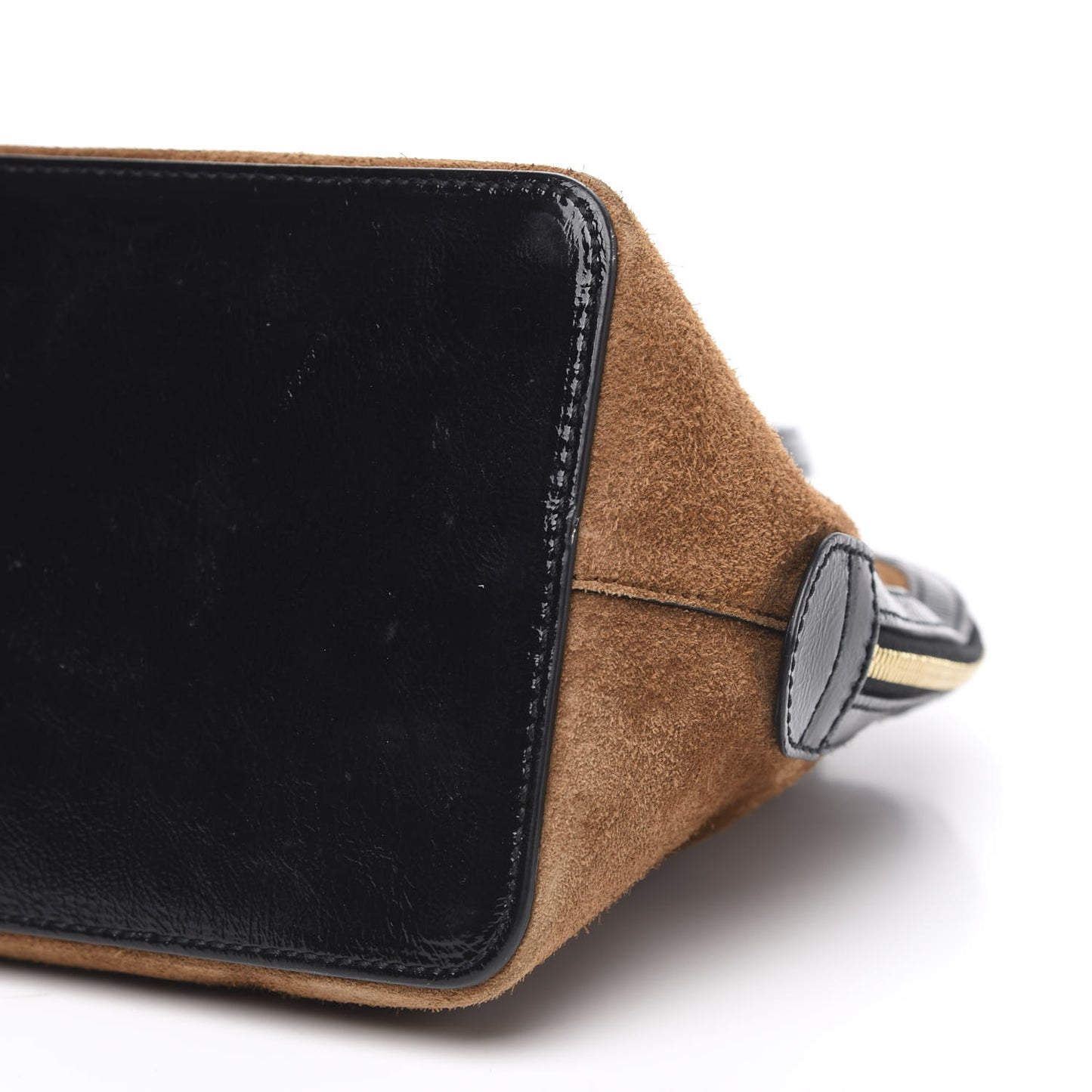 Suede Patent Web Medium Ophidia Top Handle Dome Bag Nocciola Black