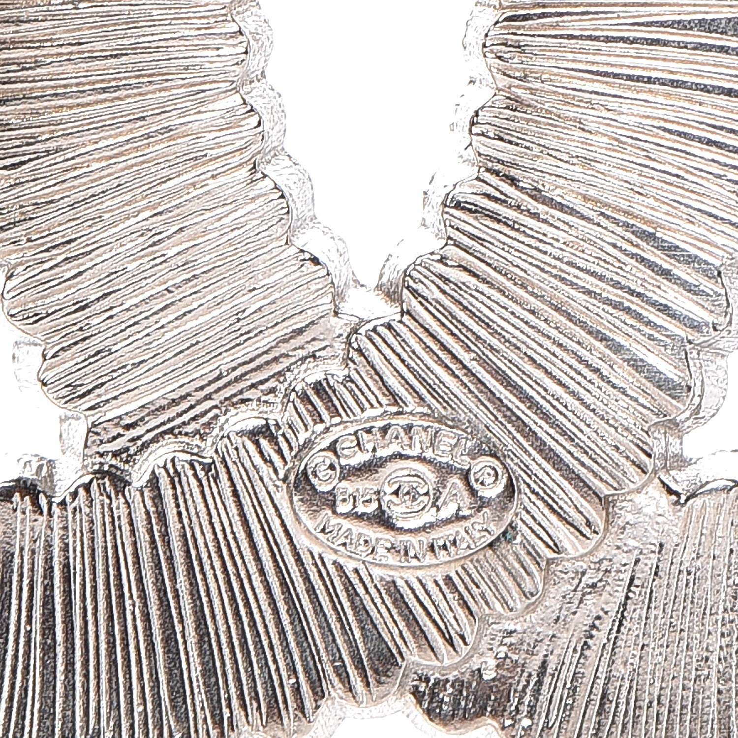Chanel Crystal Glass CC Brooch Silver 4 of 4