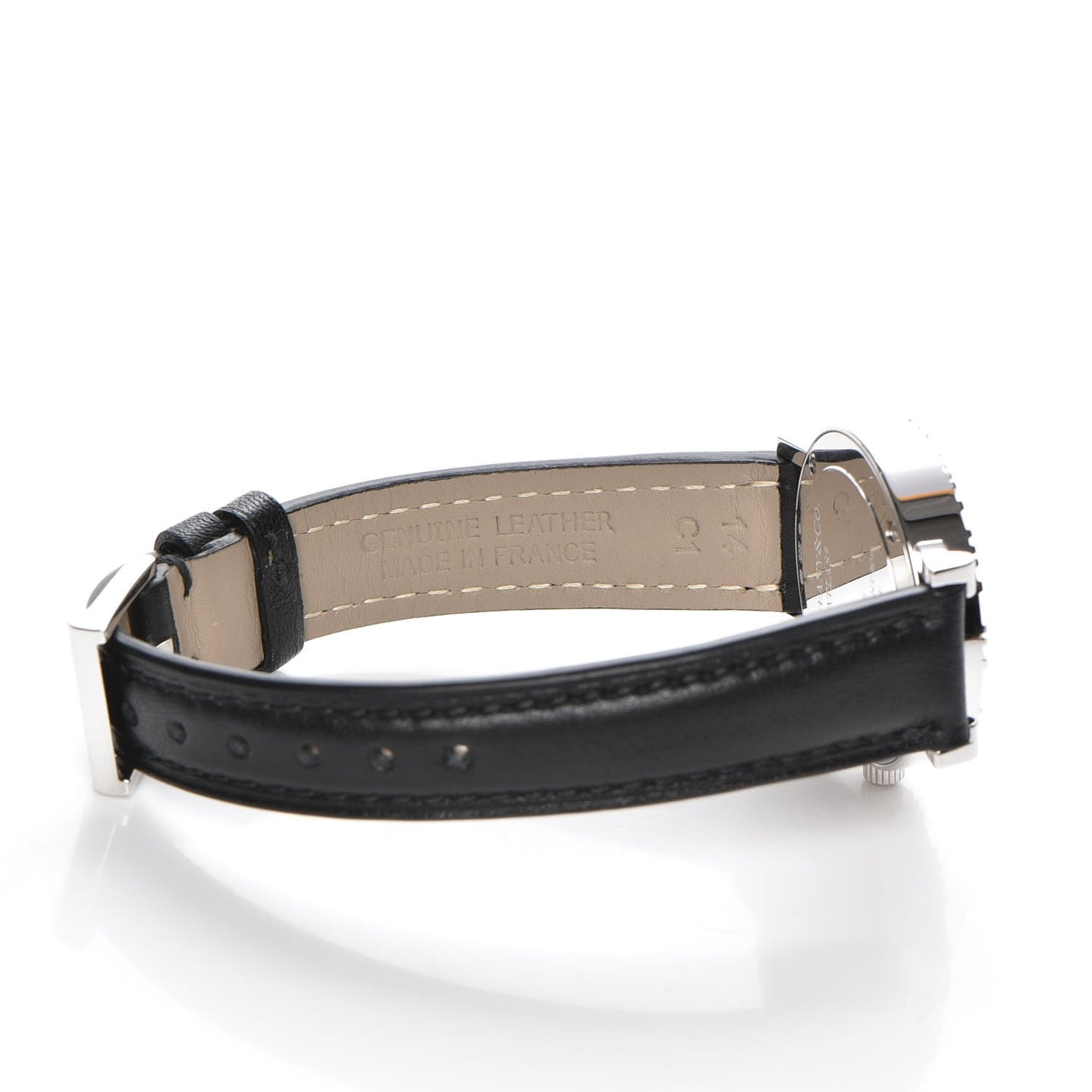 Sterling Silver Calfskin 29mm Atlas Quartz Watch Black