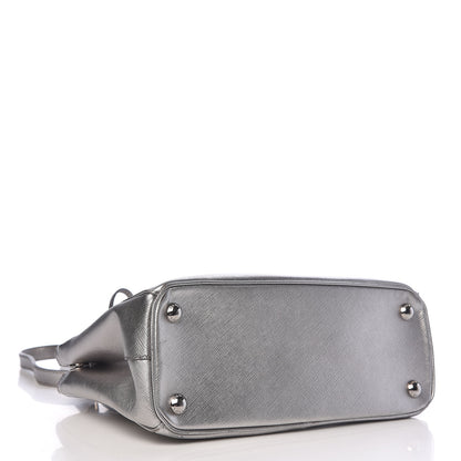 Prada Metallic Saffiano Small Galleria Double Zip Tote Cromo 4 of 13