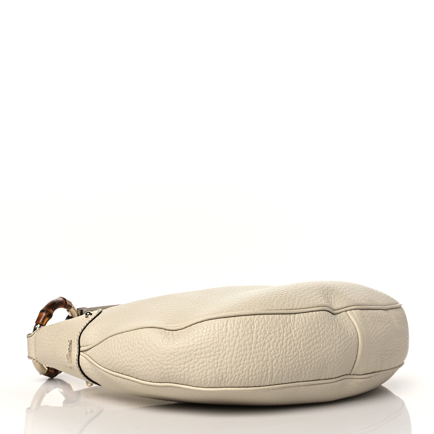 Gucci Pebbled Calfskin Bamboo Ring Hobo Ivory 4 of 11
