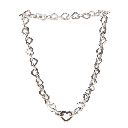 Tiffany Sterling Silver 18K Yellow Gold Heart Link Necklace 3 of 6