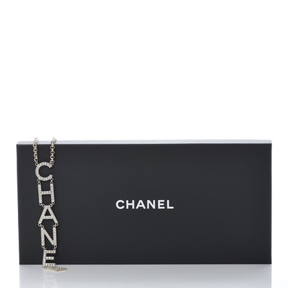 Chanel Metal Crystal Cha-Nel Logo Necklace Gold 7 of 7