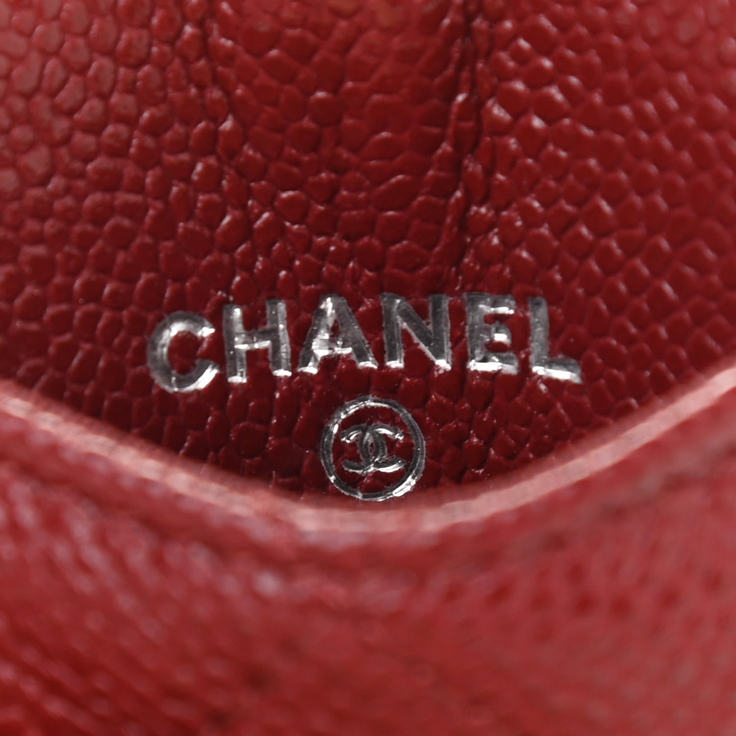 Chanel Caviar Quilted Card Holder On Chain Red 4 of 6