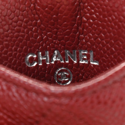 Chanel Caviar Quilted Card Holder On Chain Red 4 of 6