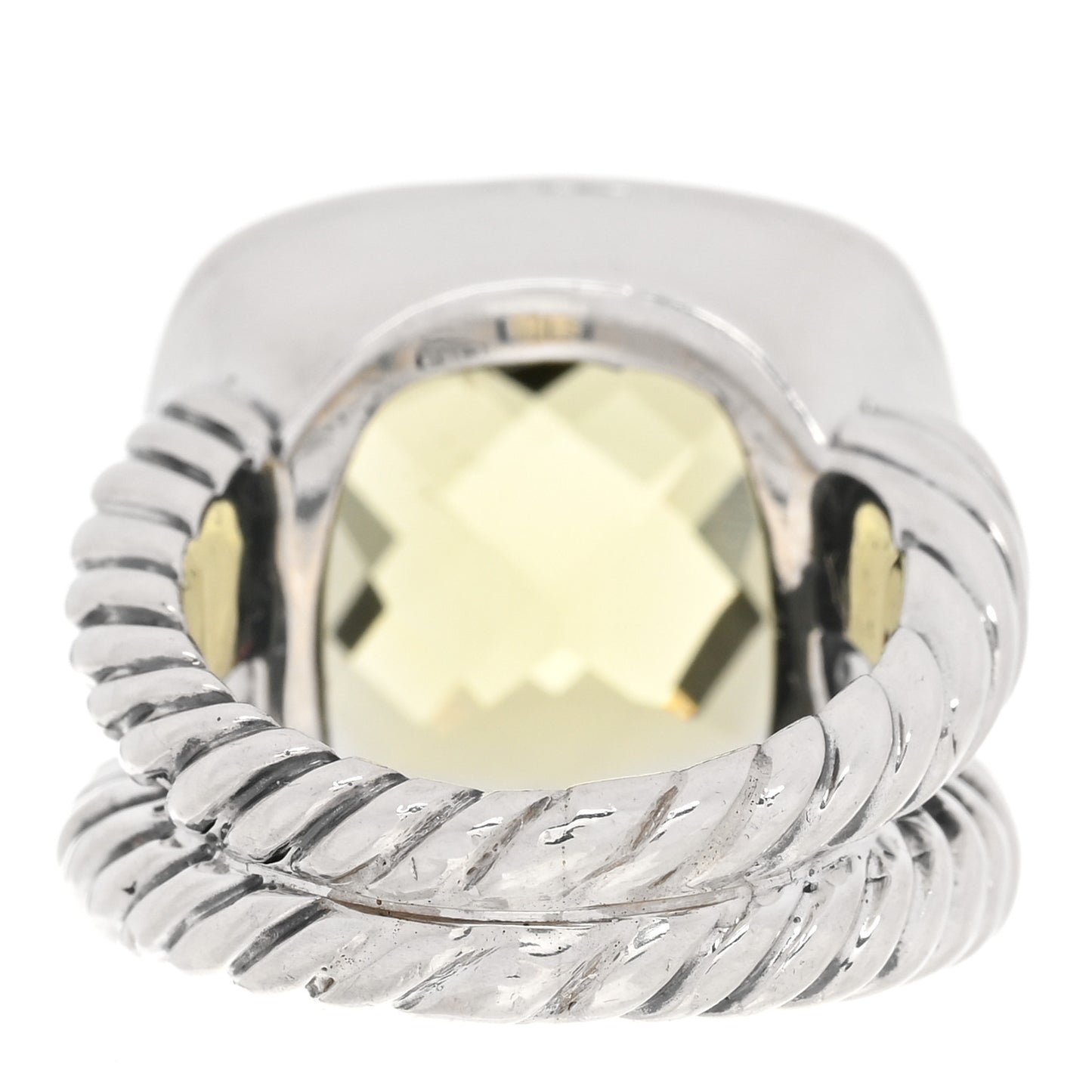Sterling Silver Diamond Lemon Citrine 14mm Albion Ring 49 5