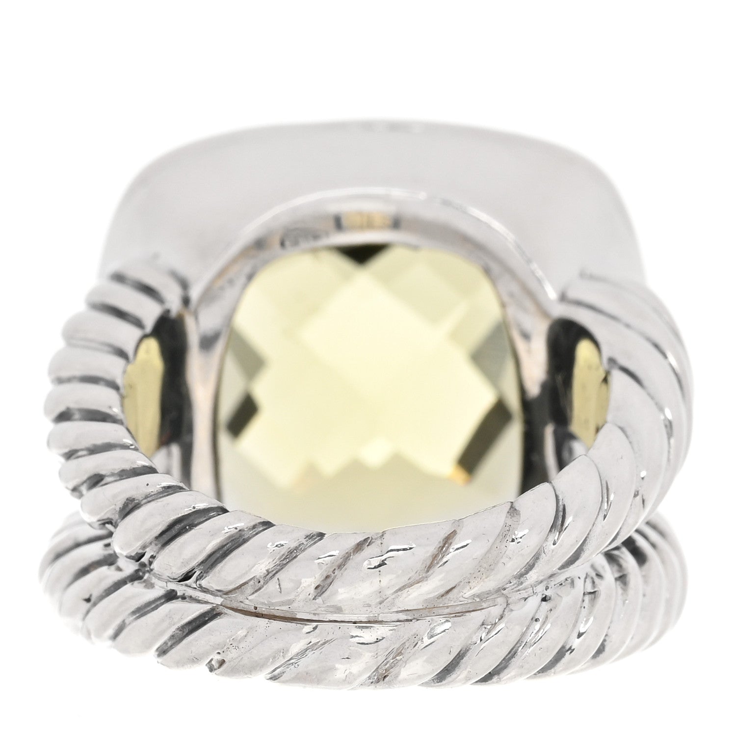 David Yurman Sterling Silver Diamond Lemon Citrine 14mm Albion Ring 49 5 3 of 4