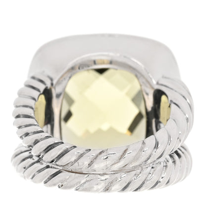 David Yurman Sterling Silver Diamond Lemon Citrine 14mm Albion Ring 49 5 3 of 4