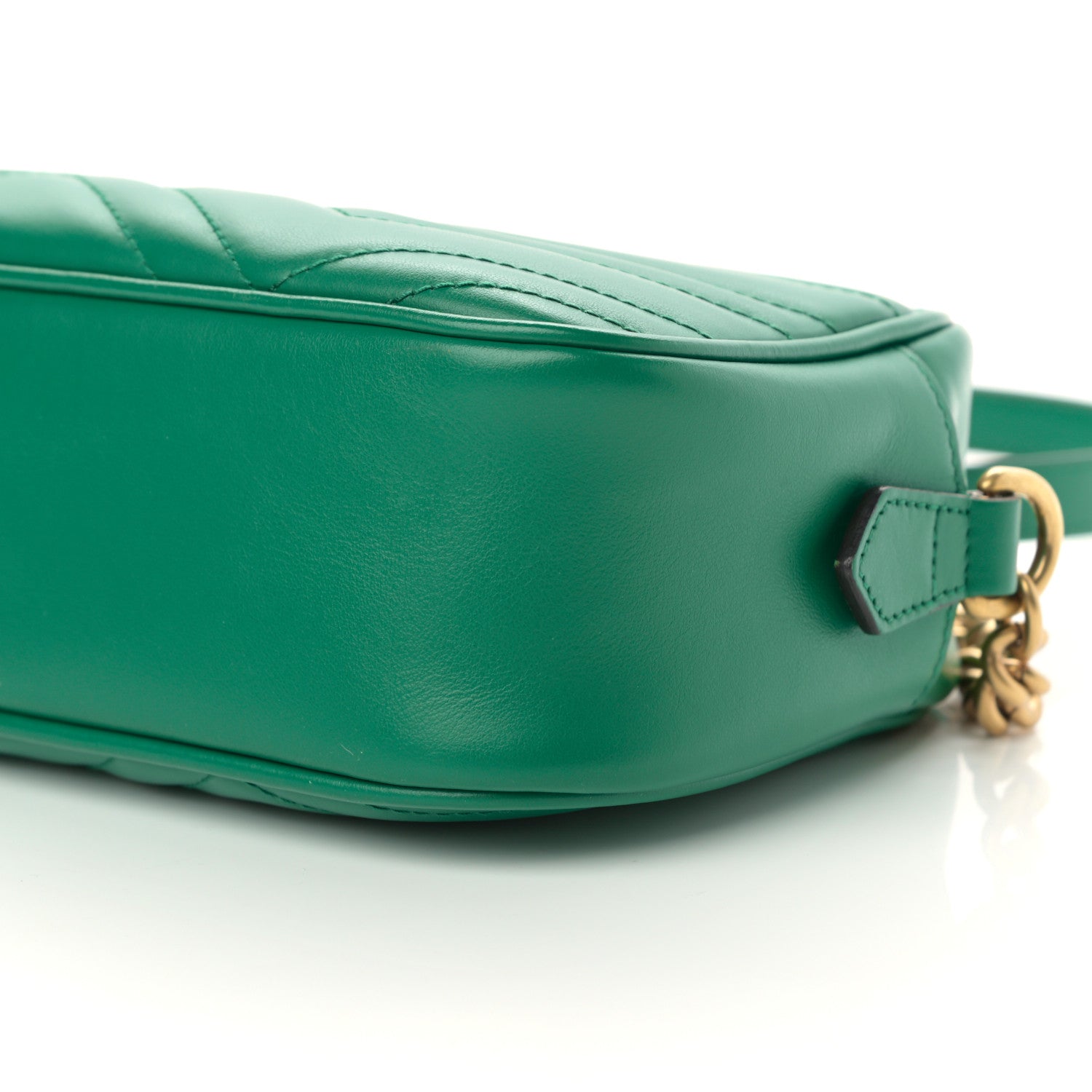 Gucci Calfskin Matelasse Small GG Marmont Chain Shoulder Bag Emerald Green 10 of 12