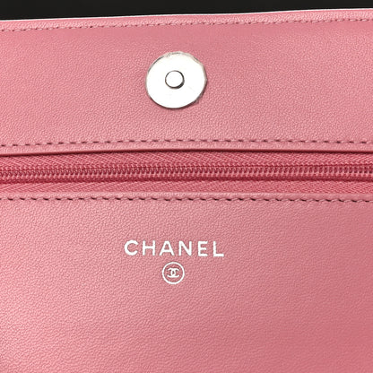 Chanel Lambskin Quilted Crystal Star Wallet On Chain WOC Pink 6 of 11