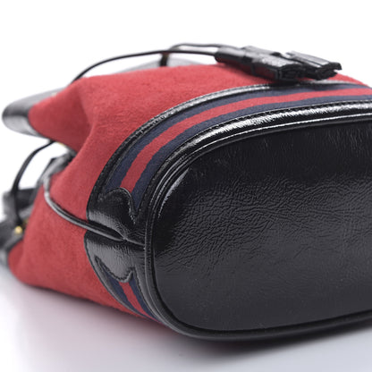 Gucci Suede Patent Web Small Ophidia Bucket Bag Hibiscus Red Black 5 of 9