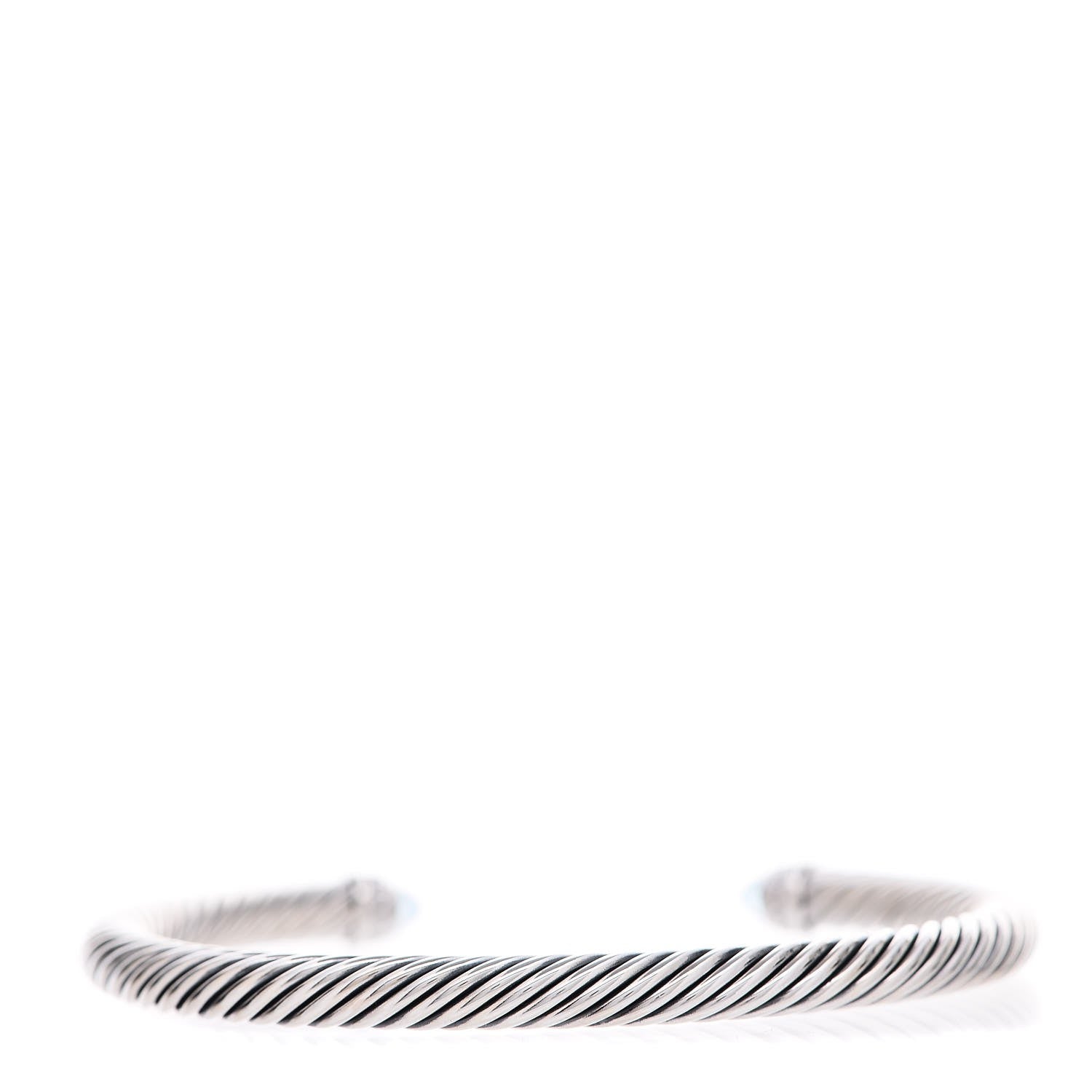 David Yurman Sterling Silver Diamond Blue Topaz 5mm Cable Classics Bracelet 3 of 5