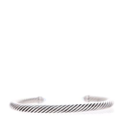 David Yurman Sterling Silver Diamond Blue Topaz 5mm Cable Classics Bracelet 3 of 5