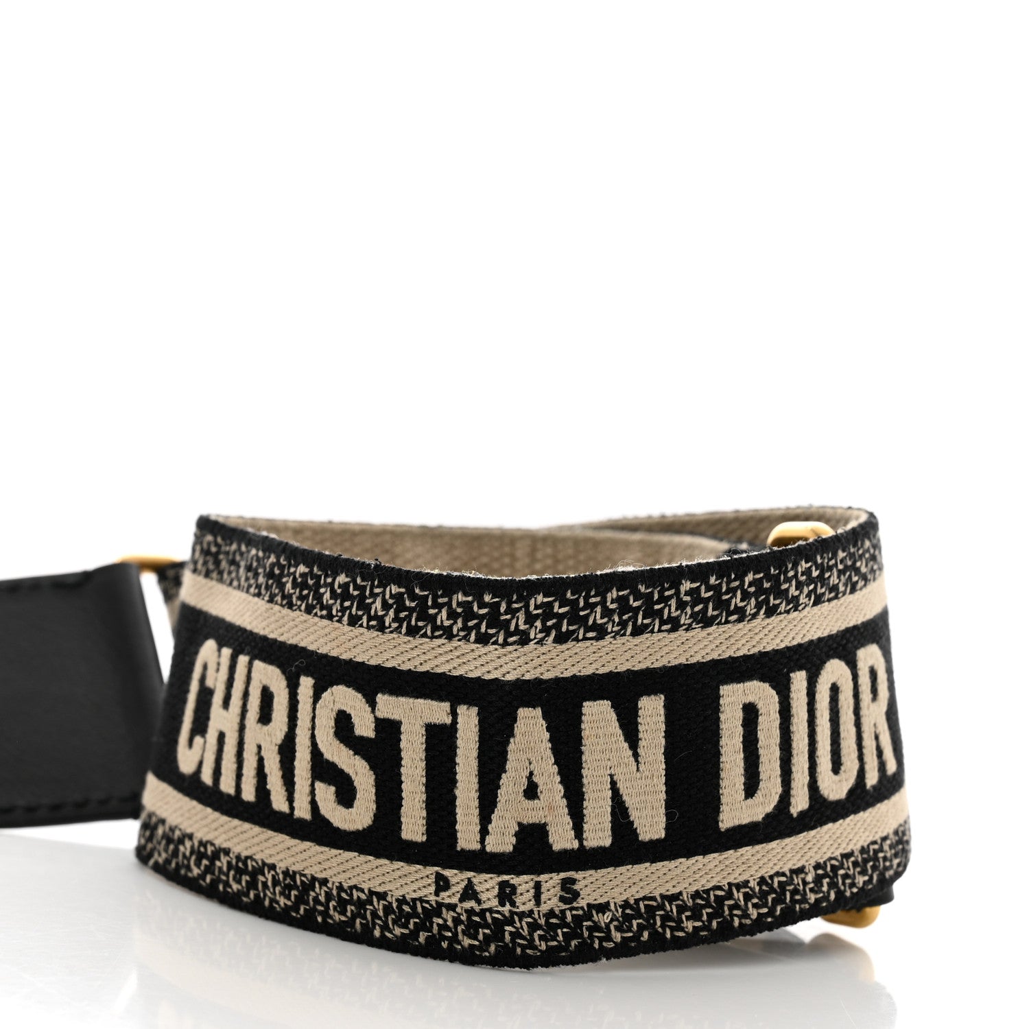 Christian Dior Canvas Embroidered Shoulder Strap Black 3 of 5