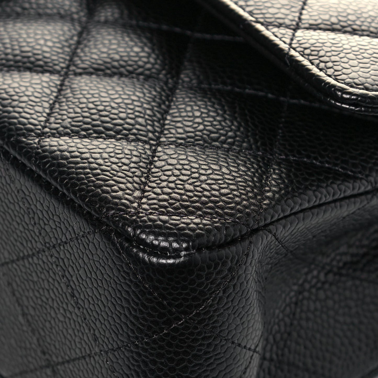 Caviar Quilted Medium Double Flap Black