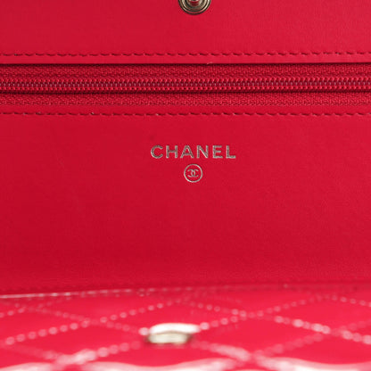 Chanel Patent Calfskin Quilted Boy Wallet On Chain WOC Pink 6 of 8