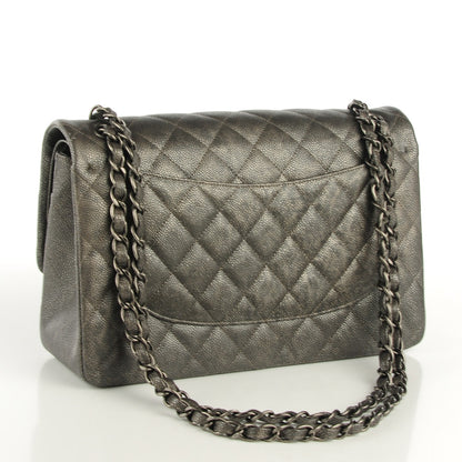 Chanel Iridescent Caviar Quilted Jumbo Double Flap Dark Silver 3 of 7