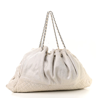 Chanel Metallic Jersey Quilted Melrose Cabas Light Beige 3 of 9