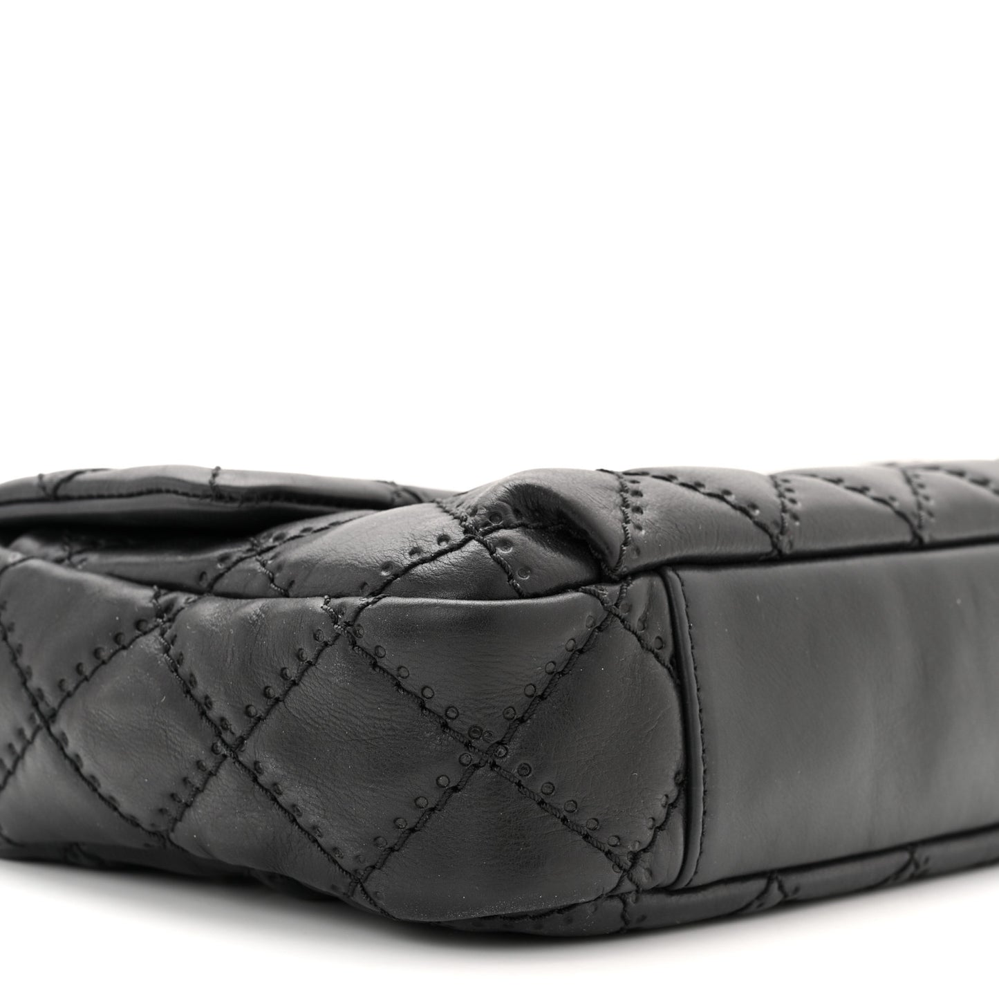 Calfskin Quilted Retro Chain Flap Black