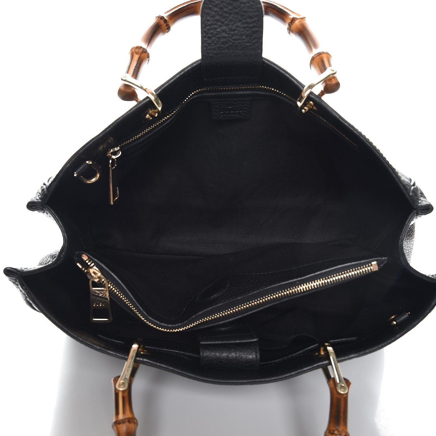 Gucci Pebbled Calfskin Medium Bamboo Shopper Tote Black 5 of 8