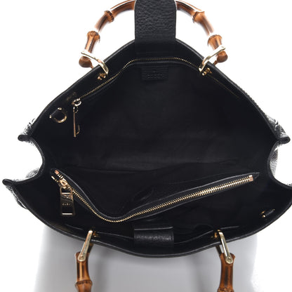 Gucci Pebbled Calfskin Medium Bamboo Shopper Tote Black 5 of 8