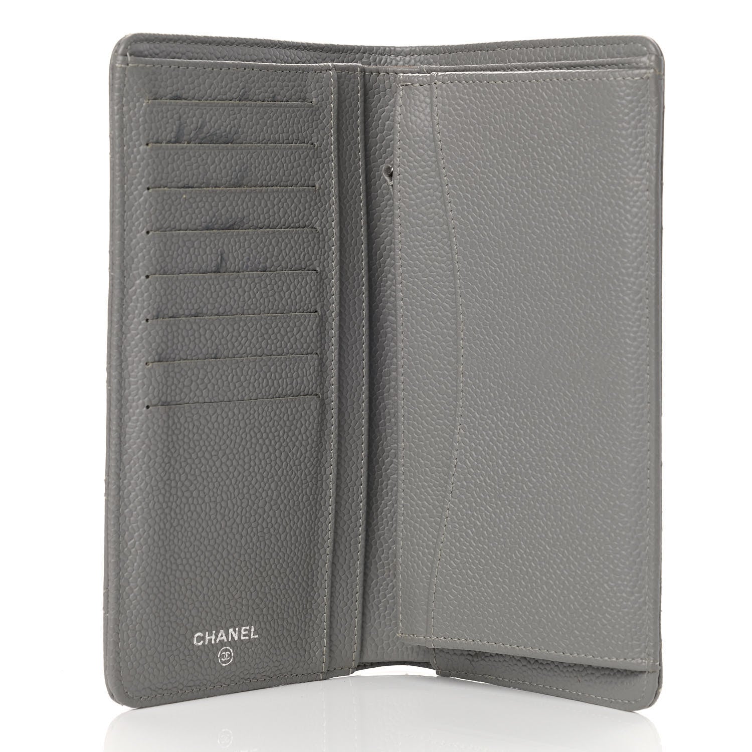Chanel Caviar Quilted Yen Wallet Grey 5 of 12