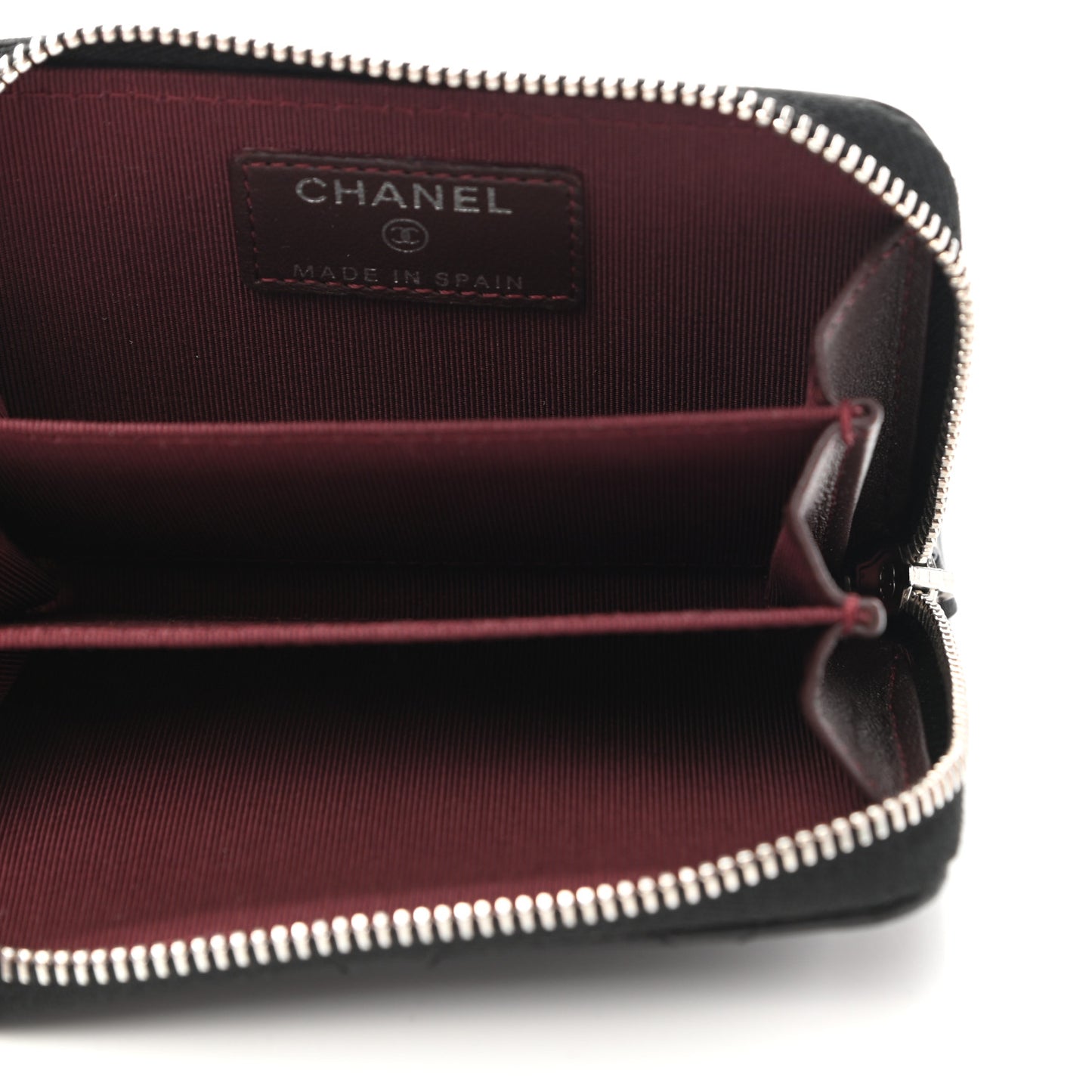 Lambskin Quilted Zip Coin Purse Black