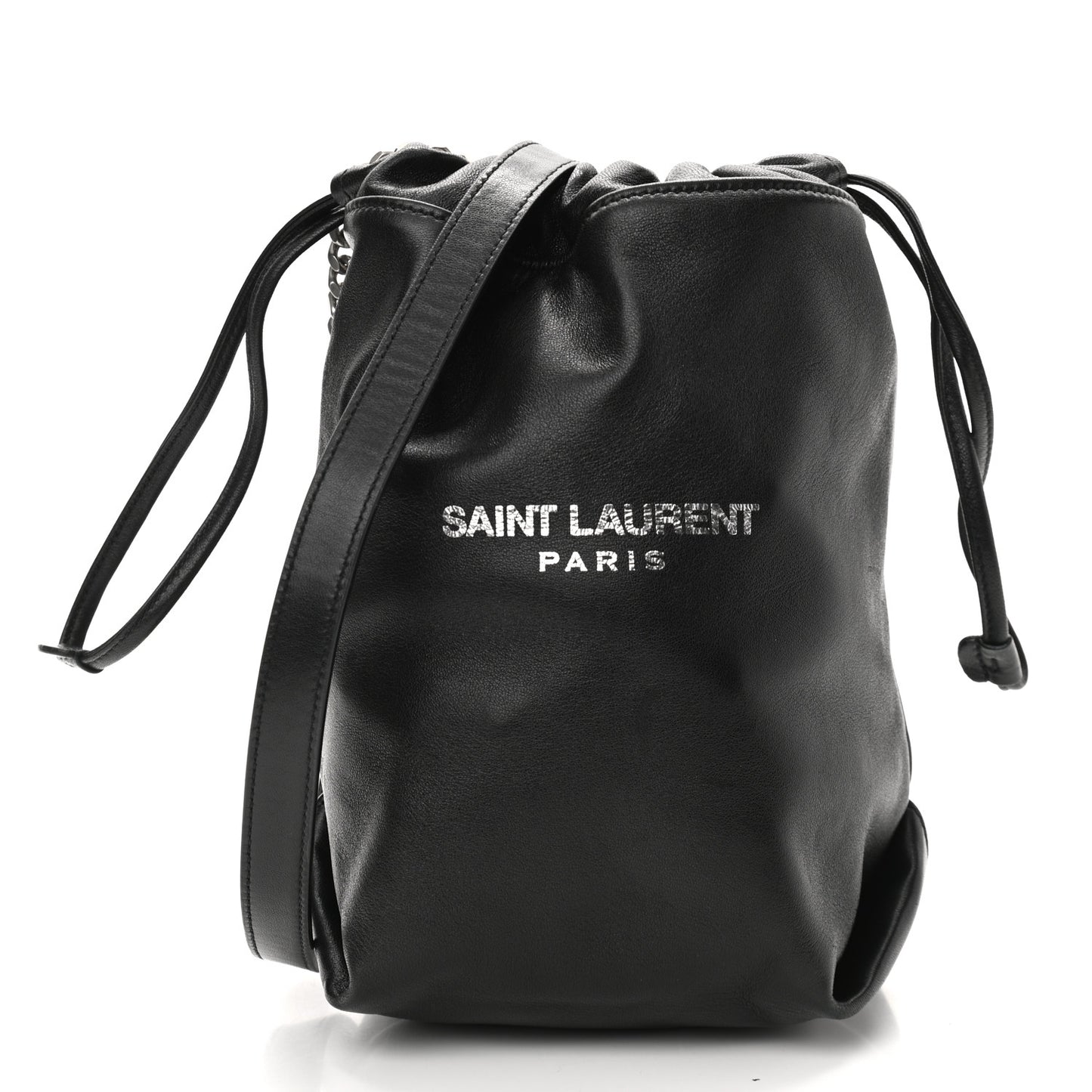 Lambskin Small Teddy Bucket Bag Black