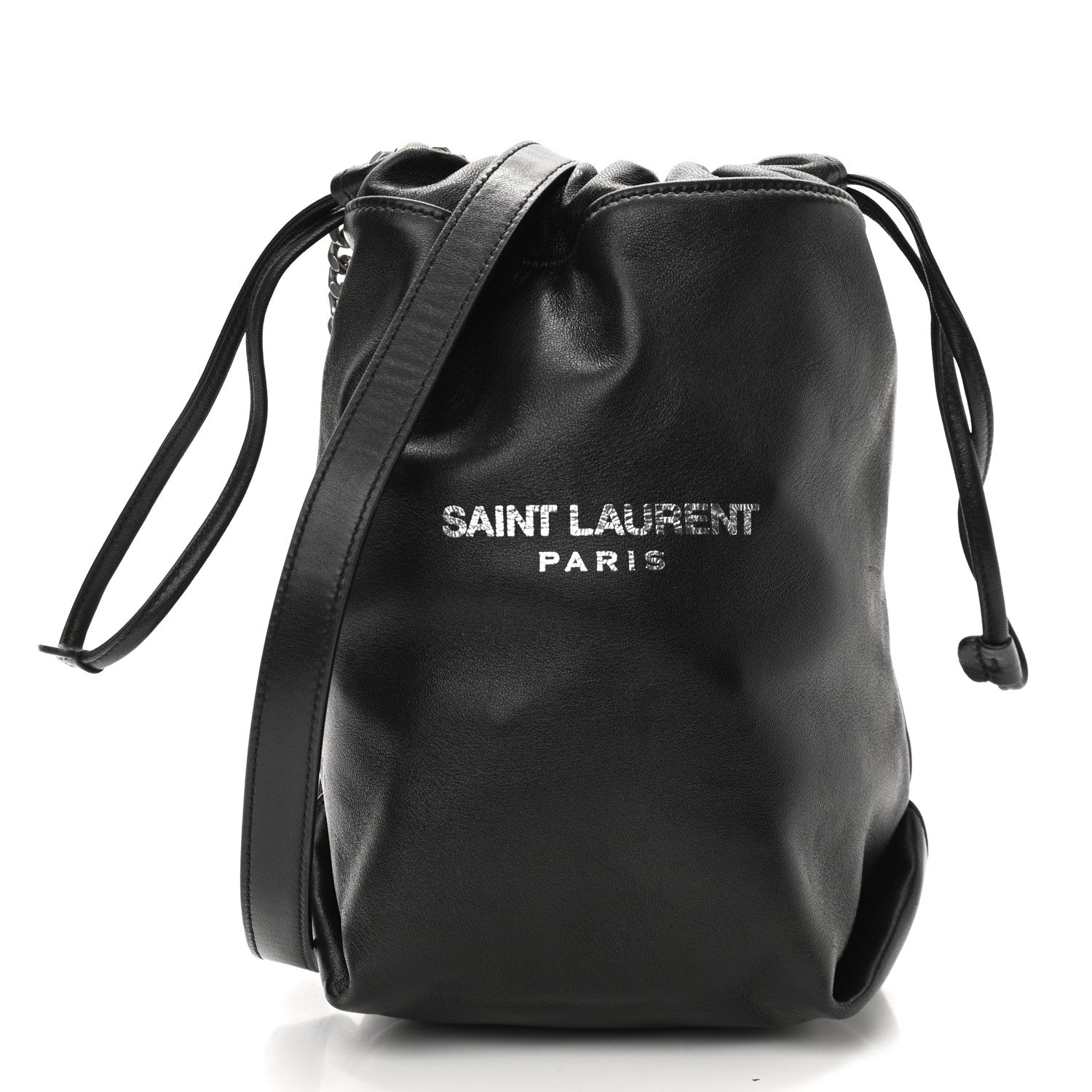 Saint Laurent Lambskin Small Teddy Bucket Bag Black 3 of 12