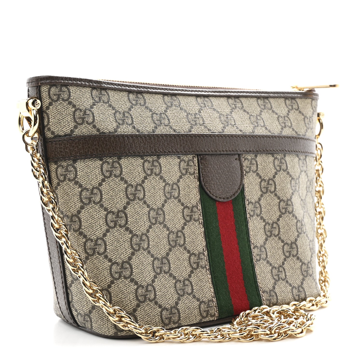 Gucci GG Supreme Monogram Web Ophidia Chain Shoulder Bag Brown 3 of 10