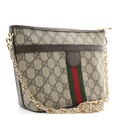 Gucci GG Supreme Monogram Web Ophidia Chain Shoulder Bag Brown 3 of 10