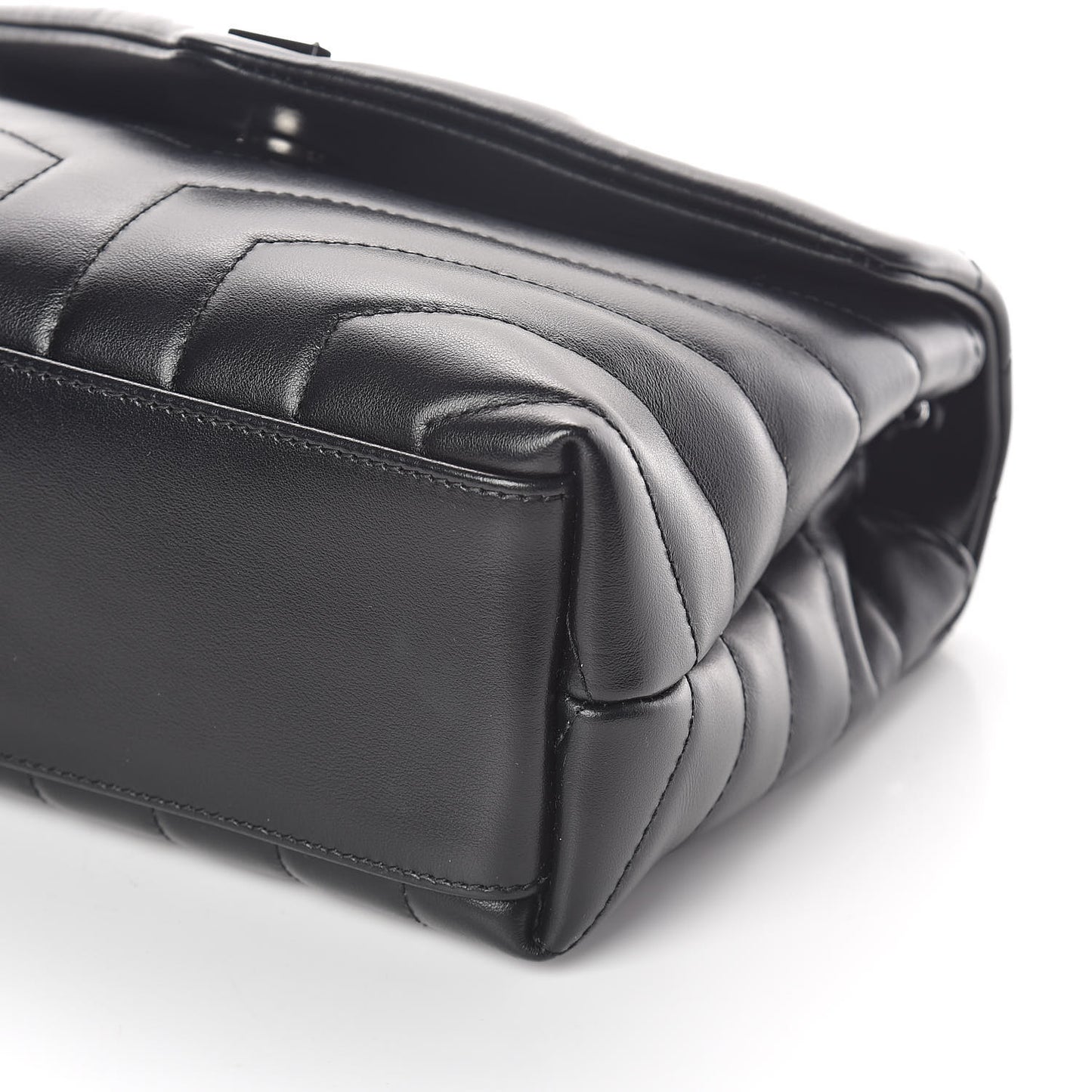 Calfskin Y Quilted Monogram Small Loulou Chain Satchel Black
