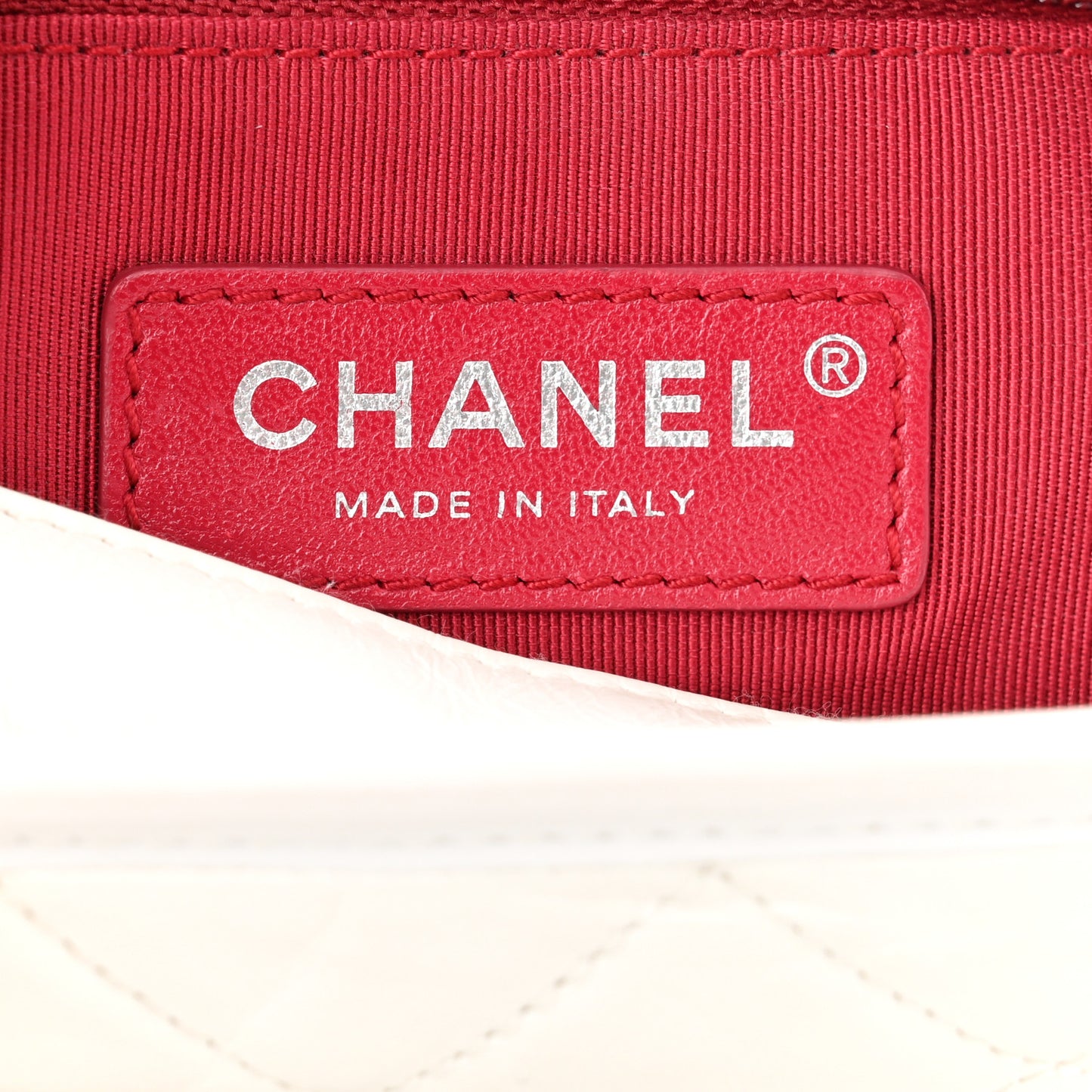 Aged Calfskin Quilted Small Gabrielle Hobo White