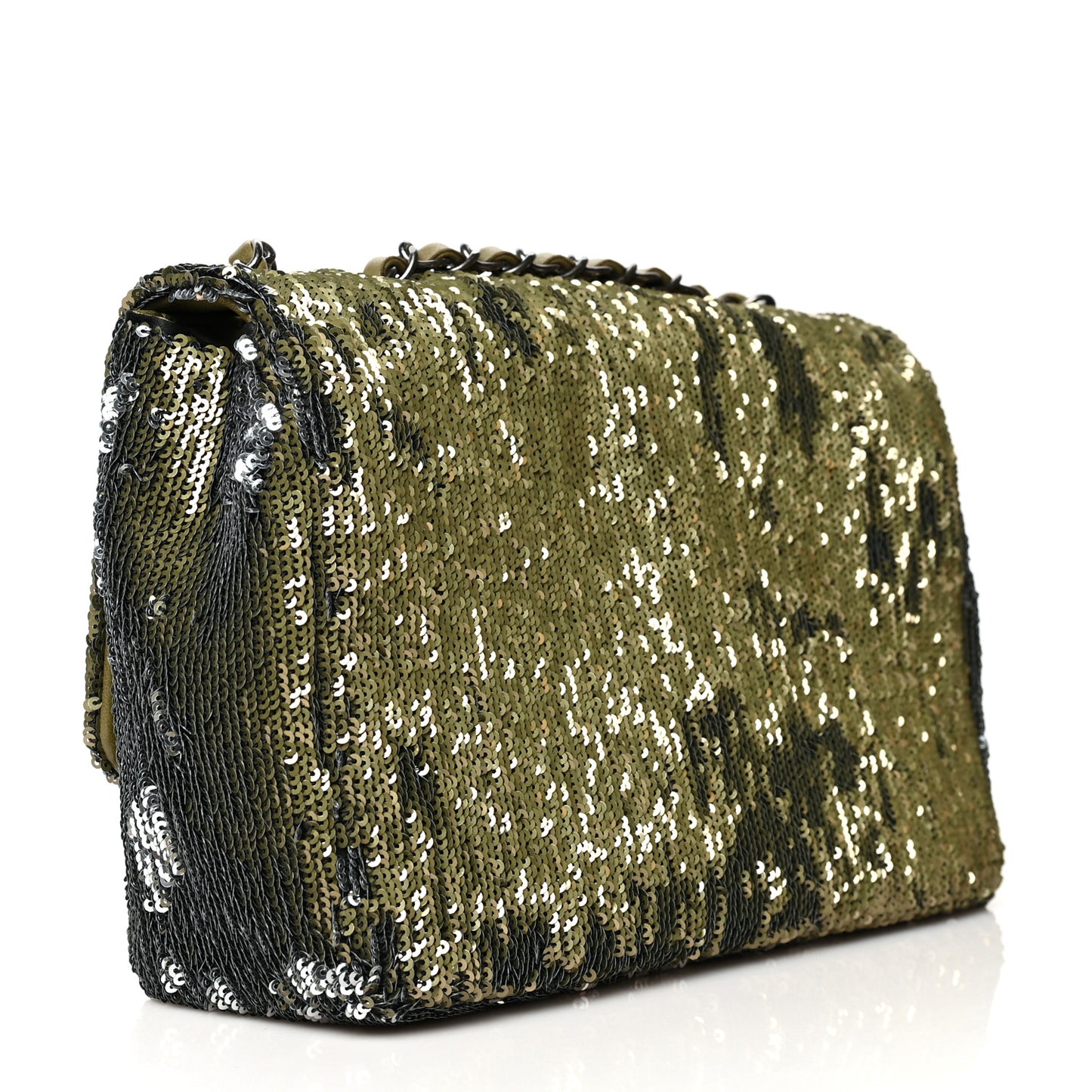 Sequin Coco Cuba Medium Single Flap Khaki