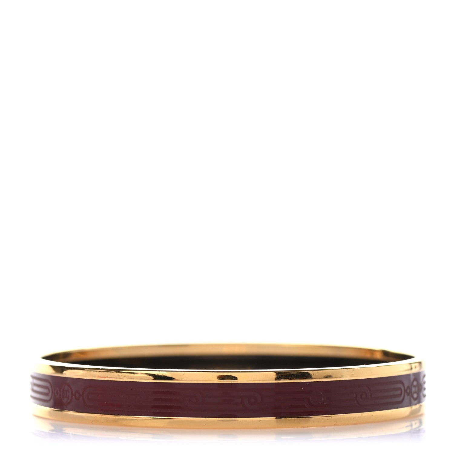 Hermes Enamel Printed Narrow Sellier Bracelet 65 Bourgogne 3 of 5