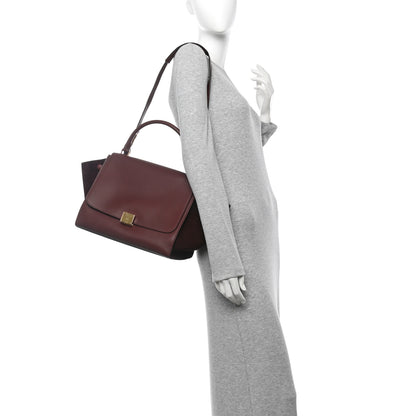 Celine Smooth Calfskin Suede Medium Trapeze Burgundy 2 of 13