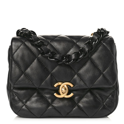 Chanel Lambskin Quilted Mini Lacquered Chain Flap Black 1 of 9