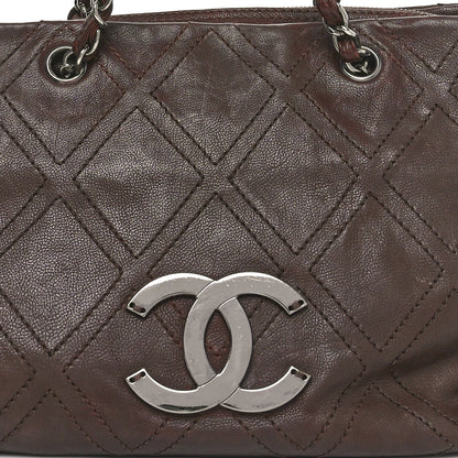 Chanel Calfskin Diamond Stitch Small Tote Dark Brown 8 of 10