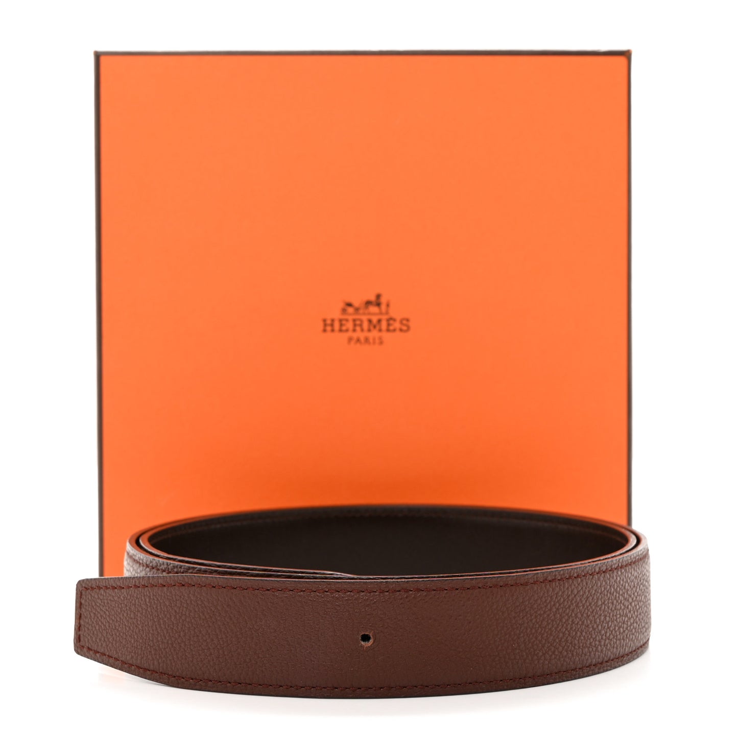Box Togo 32mm Belt Strap 90 Chocolate Rouge H