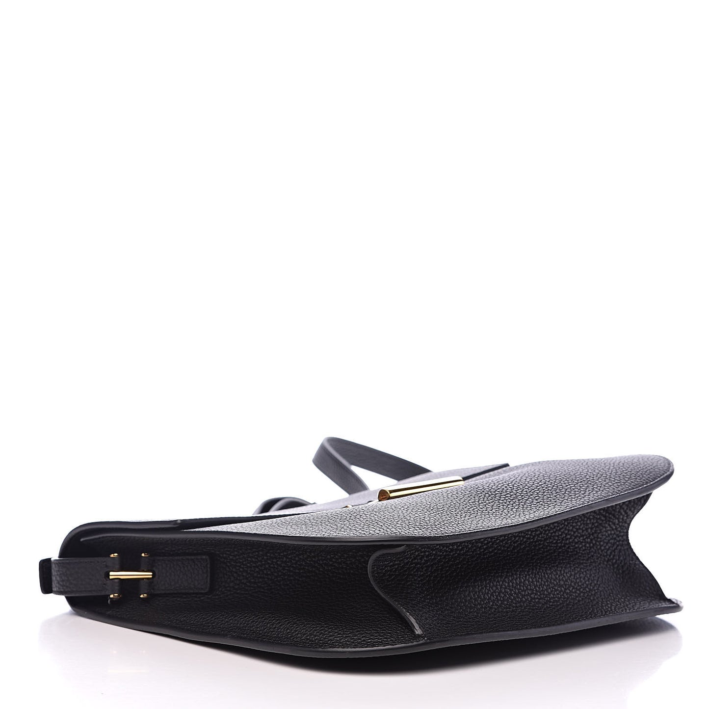 Calfskin Large T Clasp Tara Crossbody Bag Black